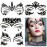 Kotbs Mermaid Face Jewels - 4-Sheet Black Festival Sticker, Body Rhinestone Gems Rave Rainbow Face Crystals for Halloween, Music Carnival Festival Party Makeup