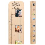 Garybank Solid Wood Growth Chart for Kids with Picture Frames, Height Measurement Ruler Milestone Markers, Foldable Kids Height Wall Chart, Christmas Keepsake Gift for Toddler Boy Girl Room Wall Decor