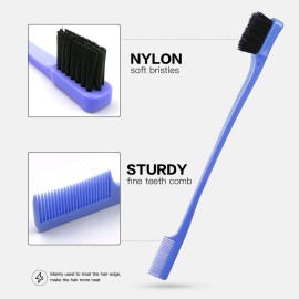 3 Pieces Styling Brush Set - Bristle Teasing Brush, Dual Edge Slicking Brush, Sturdy Parting Comb for Hair Styling, Brushing, and Combing (Blue)