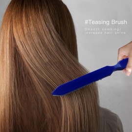 3 Pieces Styling Brush Set - Bristle Teasing Brush, Dual Edge Slicking Brush, Sturdy Parting Comb for Hair Styling, Brushing, and Combing (Blue)