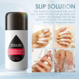 ROSALIND 4oz Slip Solution for Poly Nail Gel 120ml Gel Extension Liquid Solution for Poly Nail Gel Anti-stick Slip Solution, Poly Slip Extension Liquid Solution with Brush and Liquid Cup