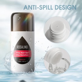 ROSALIND 4oz Slip Solution for Poly Nail Gel 120ml Gel Extension Liquid Solution for Poly Nail Gel Anti-stick Slip Solution, Poly Slip Extension Liquid Solution with Brush and Liquid Cup