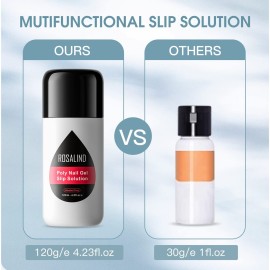 ROSALIND 4oz Slip Solution for Poly Nail Gel 120ml Gel Extension Liquid Solution for Poly Nail Gel Anti-stick Slip Solution, Poly Slip Extension Liquid Solution with Brush and Liquid Cup