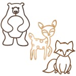 Yulejo Nursery Wall Decor 3 Pieces Jungle Theme Nursery Decor Wooden Animal Wall Decor Woodland Safari Wall Decor with Glue Points for Bedroom Decor (Deer, Bear, Fox)