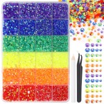 BELICEY 24000Pcs Rainbow Rhinestones for Nails - Flatback Resin Crystal Round Beads Gems Multi Sizes - 3D Crystals for Nail Art DIY Crafts Clothes Shoes Jewelry