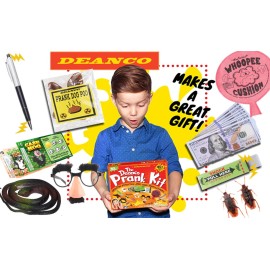 DEANCO Prank Kit-Joke Box-Ultimate Gift Set-Practical Jokes-Party Favors -40 pcs - Boys Toys Age 8-10 - April Fools Pranks