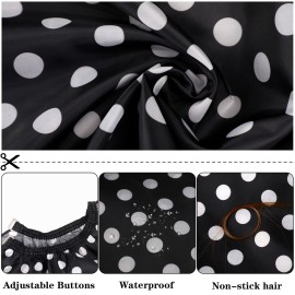FEBSNOW Barber Cape Waterproof Professional Hair Cutting Cape Neck Duster Brush for Haircut Black and White Dots Salon Beard Hairdressing Kits 46.8  56 Inches