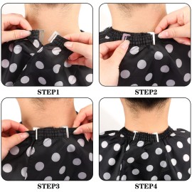 FEBSNOW Barber Cape Waterproof Professional Hair Cutting Cape Neck Duster Brush for Haircut Black and White Dots Salon Beard Hairdressing Kits 46.8  56 Inches