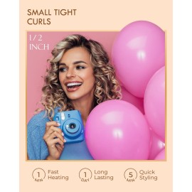 Small Curling Iron 1/2 Inch Barrel, Tiny Curling Wand for Short Hair, Ceramic Tourmaline Hair Curling Iron Double Voltage(100-240V)