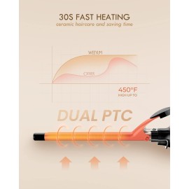 Small Curling Iron 1/2 Inch Barrel, Tiny Curling Wand for Short Hair, Ceramic Tourmaline Hair Curling Iron Double Voltage(100-240V)