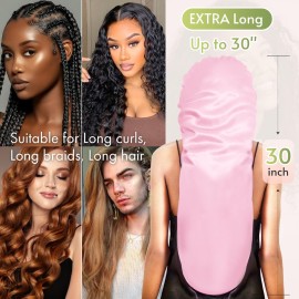 BONNET QUEEN Braid Bonnet Silk Bonnet Foldable Extra Long Bonnet for Braids Satin Bonnet for Sleeping Hair Bonnet with Tie Band Long Sleep Cap Pink BONNET QUEEN Braid Bonnet Silk Bonnet Foldable Extra Long Bonnet for Braids Satin Bonnet for Sleeping Hair Bonnet with Tie Band Long Sleep Cap Pink
