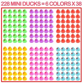 228-Pack Mini Rubber Ducks Set, Mini Colorful Rubber Duckies Bath Toy for Child,Float & Squeak Tiny Ducks Pool Toy Set for Kids Party Favors,Birthday Party Supplies,Prize Rewards