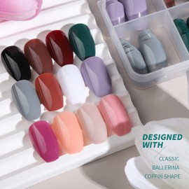 FANDAMEI 288PCS Press on Nails Medium Length, 12 Sets Short Fake Nails False Ballerina Coffin Press on Nails, 12 Solid Color Glossy False Nail Tips for Women Girls Nail Art DIY with 10g Nail Tips Glue FANDAMEI 288PCS Press on Nails Medium Length, 12 Sets Short Fake Nails False Ballerina Coffin Press on Nails, 12 Solid Color Glossy False Nail Tips for Women Girls Nail Art DIY with 10g Nail Tips Glue