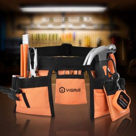 VIGRUE   , Children Gift Present Real Hand Tools Kit with Belt and Bag, Boy Builder Small Learning Accessories Construction Hammer Screwdriver for Home DIY Woodworking