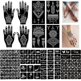 QSTOHENA Pack of 12 Henna Temporary Tattoo Stencil Kit - 145Pcs Glitter Airbrush Tattoo Sticker Indian Arabian Black Henna Tattoo Temp for Women Kids QSTOHENA Pack of 12 Henna Temporary Tattoo Stencil Kit - 145Pcs Glitter Airbrush Tattoo Sticker Indian Arabian Black Henna Tattoo Temp for Women Kids