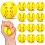 Minatee 12 Pieces Mini Softball Stress Balls, Baseball Foam Sports Balls Small Squeeze Anxiety Bulk Toy Ball for Kids Baseball Birthday Party, School Carnival Party Supplies