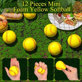 Minatee 12 Pieces Mini Softball Stress Balls, Baseball Foam Sports Balls Small Squeeze Anxiety Bulk Toy Ball for Kids Baseball Birthday Party, School Carnival Party Supplies