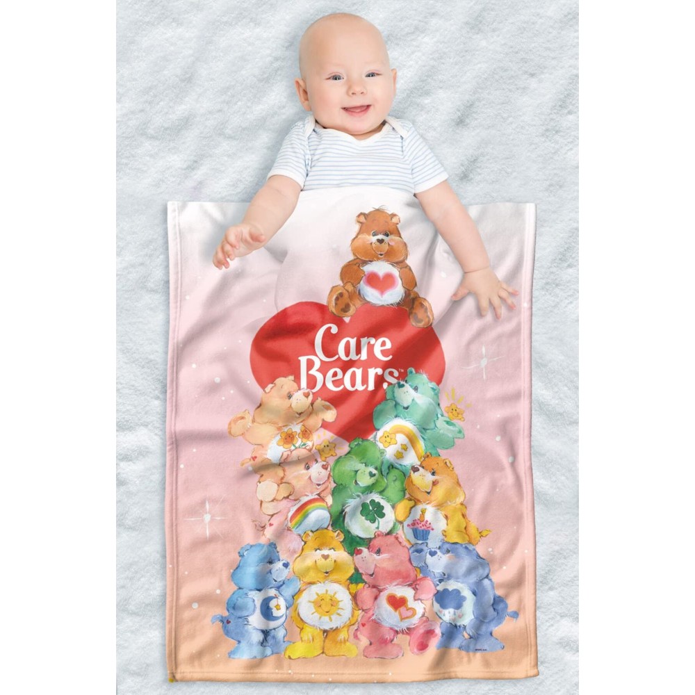 LOGOVISION Care Bears Lightweight Baby Blanket, 30X40, Beary Big Pile Unisex for Infants Girls & Boys