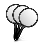 OMIRO Hand Mirror, Double-Sided Handheld Mirror 1X/3X Magnifying Mirror with Handle, Set of 3 (Transparent Black)