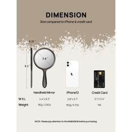 OMIRO Hand Mirror, Double-Sided Handheld Mirror 1X/3X Magnifying Mirror with Handle, Set of 3 (Transparent Black)