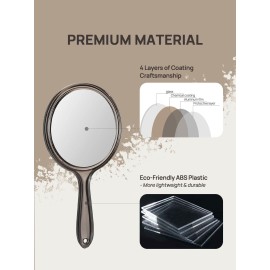 OMIRO Hand Mirror, Double-Sided Handheld Mirror 1X/3X Magnifying Mirror with Handle, Set of 3 (Transparent Black)