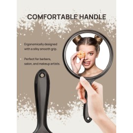 OMIRO Hand Mirror, Double-Sided Handheld Mirror 1X/3X Magnifying Mirror with Handle, Set of 3 (Transparent Black)