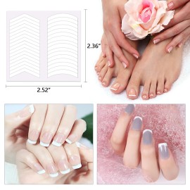 SILPECWEE 2880 Pieces 90 Sheets French Tip Nail Guides Nail Stencils Self-Adhesive Nail Art Stickers French Manicure Strips Nail Design Tool Nail Art Stencils Nail Art Accessories