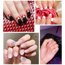 SILPECWEE 2880 Pieces 90 Sheets French Tip Nail Guides Nail Stencils Self-Adhesive Nail Art Stickers French Manicure Strips Nail Design Tool Nail Art Stencils Nail Art Accessories