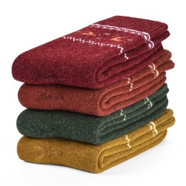 NinetoFiveLife Pack of 4 Womens Wool Socks Hiking Thick Knit Outdoor Recreation Soft and Comfortable Terry