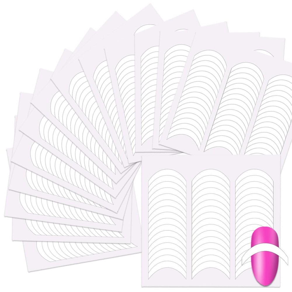 SILPECWEE 4320 Pieces 90 Sheets French Tip Nail Guides Nail Stencils Self-Adhesive Nail Art Stickers Half Moon French Manicure Strips Nail French Tip Tool French Nail Sticker Nail Art Stencils