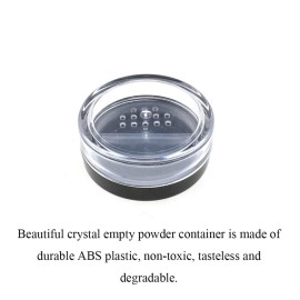 HAHIYO 4pcs 10ml/0.34oz Plastic Empty Travel Compact Case Makeup Cosmetic Jar Refillable Powder Box No Leak Holder with Rotatable Sifter and Black Screw Lid