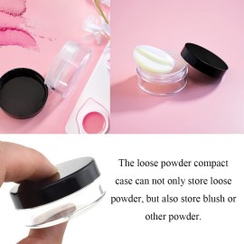 HAHIYO 4pcs 10ml/0.34oz Plastic Empty Travel Compact Case Makeup Cosmetic Jar Refillable Powder Box No Leak Holder with Rotatable Sifter and Black Screw Lid