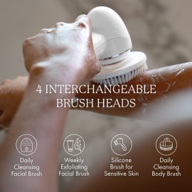Vanity Planet Raedia 2.0 Facial Cleansing Brush, 4 Interchangeable Brush Heads, White - Daily Cleansing Face Exfoliator for Glowing & Acne Prone Skin - Lightweight Silicone Water-Resistant Body Brush Vanity Planet Raedia 2.0 Facial Cleansing Brush, 4 Interchangeable Brush Heads, White - Daily Cleansing Face Exfoliator for Glowing & Acne Prone Skin - Lightweight Silicone Water-Resistant Body Brush