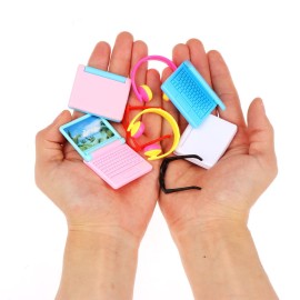 30 Pcs Doll Dollhouse Accessories 1/12 Scale Dollhouse Phone Laptop Computer Headset Glasses Miniature Simulator Accessories Mini Scene Simulation Miniatures Playset