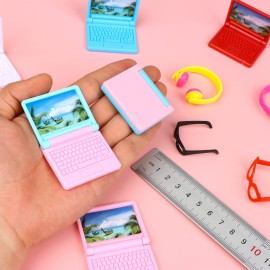 30 Pcs Doll Dollhouse Accessories 1/12 Scale Dollhouse Phone Laptop Computer Headset Glasses Miniature Simulator Accessories Mini Scene Simulation Miniatures Playset