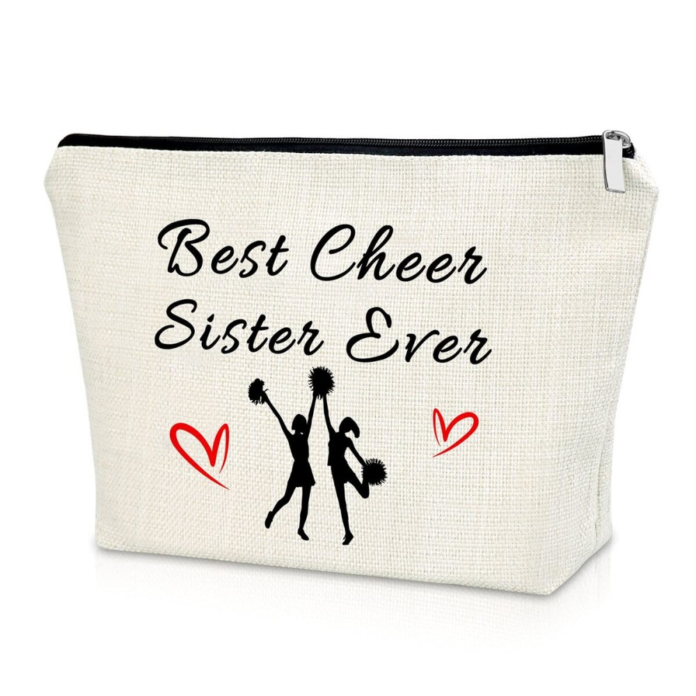 Cheerleader Gift for Girls Cheer Team Gift Makeup Bag Best Cheer Sister Gift Thank You Gifts for Friend Cosmetic Bag Birthday Christmas Gift for Her Cosmetic Travel Bag Makeup Pouch