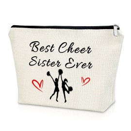 Cheerleader Gift for Girls Cheer Team Gift Makeup Bag Best Cheer Sister Gift Thank You Gifts for Friend Cosmetic Bag Birthday Christmas Gift for Her Cosmetic Travel Bag Makeup Pouch