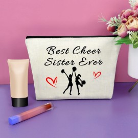 Cheerleader Gift for Girls Cheer Team Gift Makeup Bag Best Cheer Sister Gift Thank You Gifts for Friend Cosmetic Bag Birthday Christmas Gift for Her Cosmetic Travel Bag Makeup Pouch