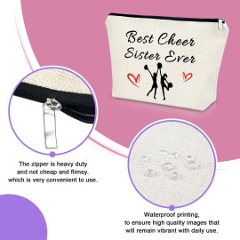 Cheerleader Gift for Girls Cheer Team Gift Makeup Bag Best Cheer Sister Gift Thank You Gifts for Friend Cosmetic Bag Birthday Christmas Gift for Her Cosmetic Travel Bag Makeup Pouch