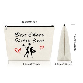 Cheerleader Gift for Girls Cheer Team Gift Makeup Bag Best Cheer Sister Gift Thank You Gifts for Friend Cosmetic Bag Birthday Christmas Gift for Her Cosmetic Travel Bag Makeup Pouch