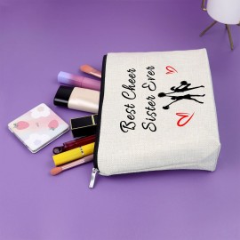 Cheerleader Gift for Girls Cheer Team Gift Makeup Bag Best Cheer Sister Gift Thank You Gifts for Friend Cosmetic Bag Birthday Christmas Gift for Her Cosmetic Travel Bag Makeup Pouch