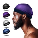 Selalu 4Pcs Wave Cap, Silk Stocking Wave Caps for 360 Waves, Silky Durag for Men, Stain Caps