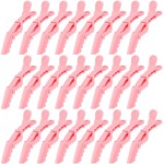 Ondder 24 Pack Large Alligator Clips for Hair Sectioning, Coloring, Cutting - Pink Pro Salon Barber Hair Styling Accessories for Women and Men