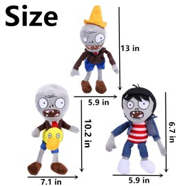 JHESAO 6 PCS Plants and Zombies Plush Green Skirt Zombies Plushies Sets Toy Conehead Zombie, 1 2 Stuffed Soft Duck Zombie Doll, Yeti PVZ Plush Figure Doll New