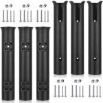 Zhanmai 6 Pcs Fishing Rod Holder Bracket Portable Boat Side Mount Tool Holder Tube Wall Mounted Fishing Pole Holders Fishing Rod Rack with Screws for Boat Kayak Fishing Cooler Trailer, Black