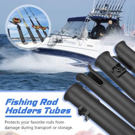 Zhanmai 6 Pcs Fishing Rod Holder Bracket Portable Boat Side Mount Tool Holder Tube Wall Mounted Fishing Pole Holders Fishing Rod Rack with Screws for Boat Kayak Fishing Cooler Trailer, Black