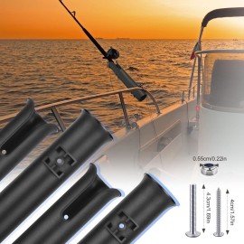 Zhanmai 6 Pcs Fishing Rod Holder Bracket Portable Boat Side Mount Tool Holder Tube Wall Mounted Fishing Pole Holders Fishing Rod Rack with Screws for Boat Kayak Fishing Cooler Trailer, Black