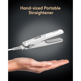 Wavytalk 0.7 Inch Ceramic Mini Hair Straightener - Small Flat Irons for Short Hair, Curls Bangs, Travel Friendly (White)