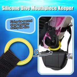 JUSTOOP Scuba Octopus Mouthpiece Holder,Silicone Octopus Holder for Scuba Diving 0cto Mouthpiece Keeper for 2nd Stage Regulator Octopus Retainer with Spring Clip,2 PCS,Yellow