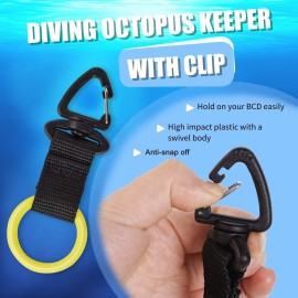 JUSTOOP Scuba Octopus Mouthpiece Holder,Silicone Octopus Holder for Scuba Diving 0cto Mouthpiece Keeper for 2nd Stage Regulator Octopus Retainer with Spring Clip,2 PCS,Yellow